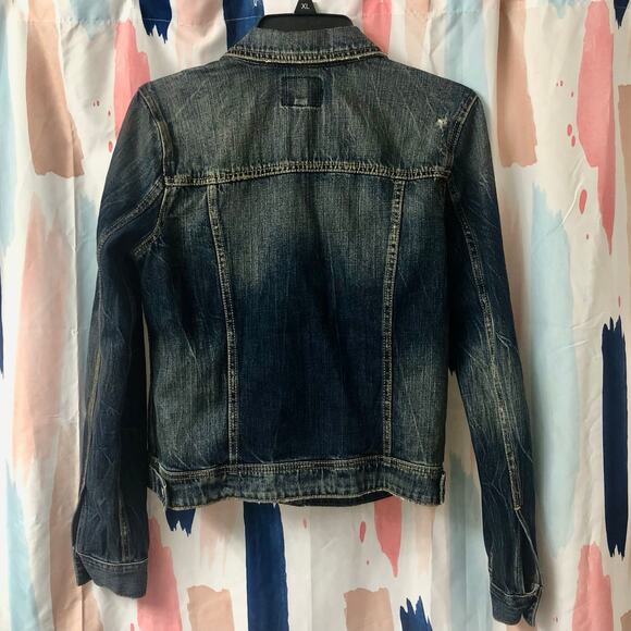 American Eagle Distressed Denim Jean Jacket Size Medium - Picture 7 of 14